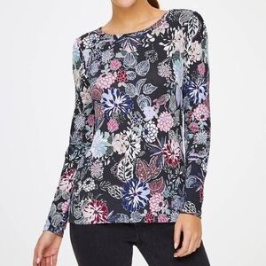 Loft NWT Floral Print Long Sleeve Wrap Back Top Size L
